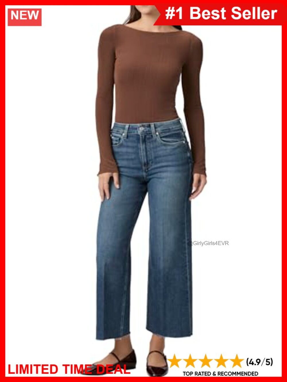 Ultra High Waisted Wide Leg Raw Hem Jeans